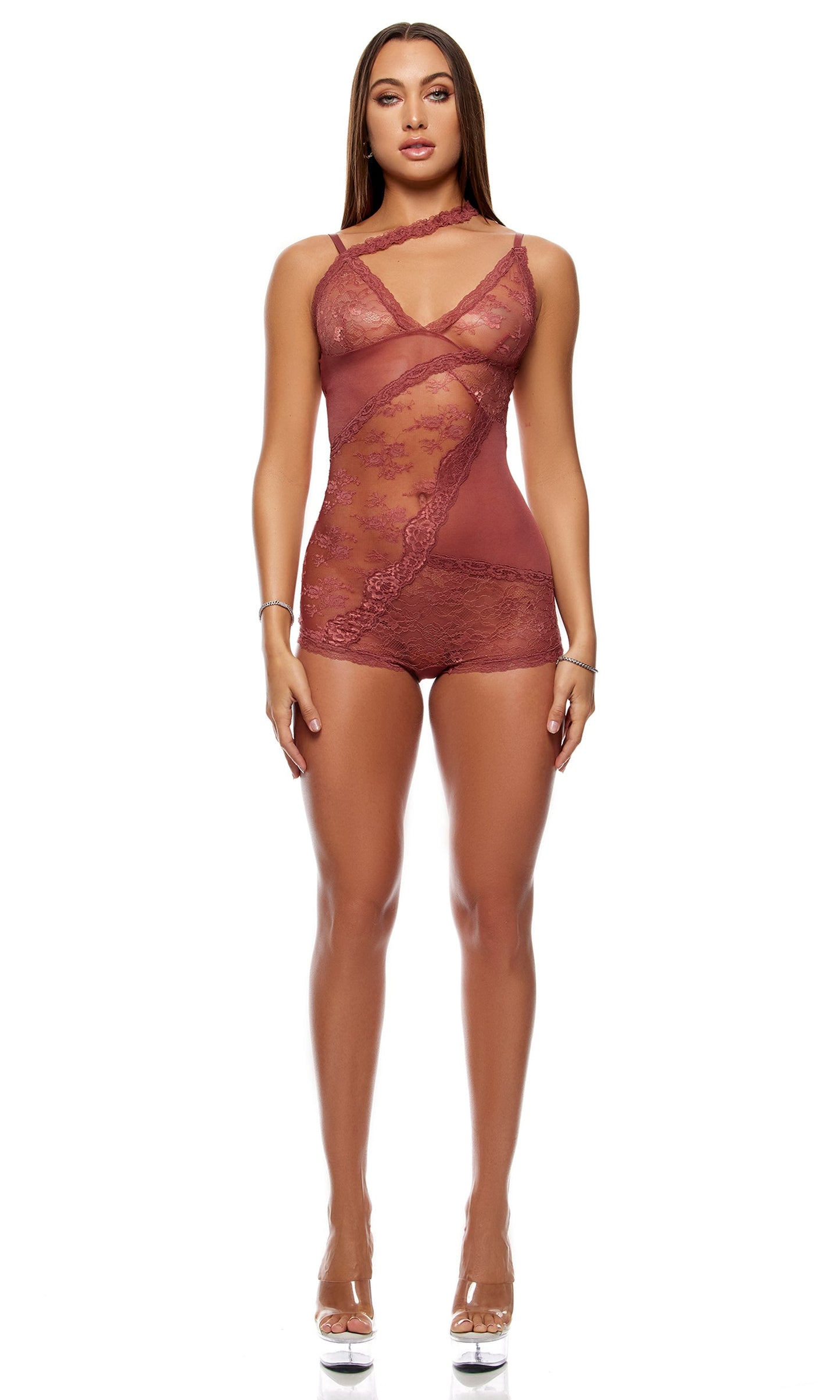 Patch of Petals Lace Romper - Spice