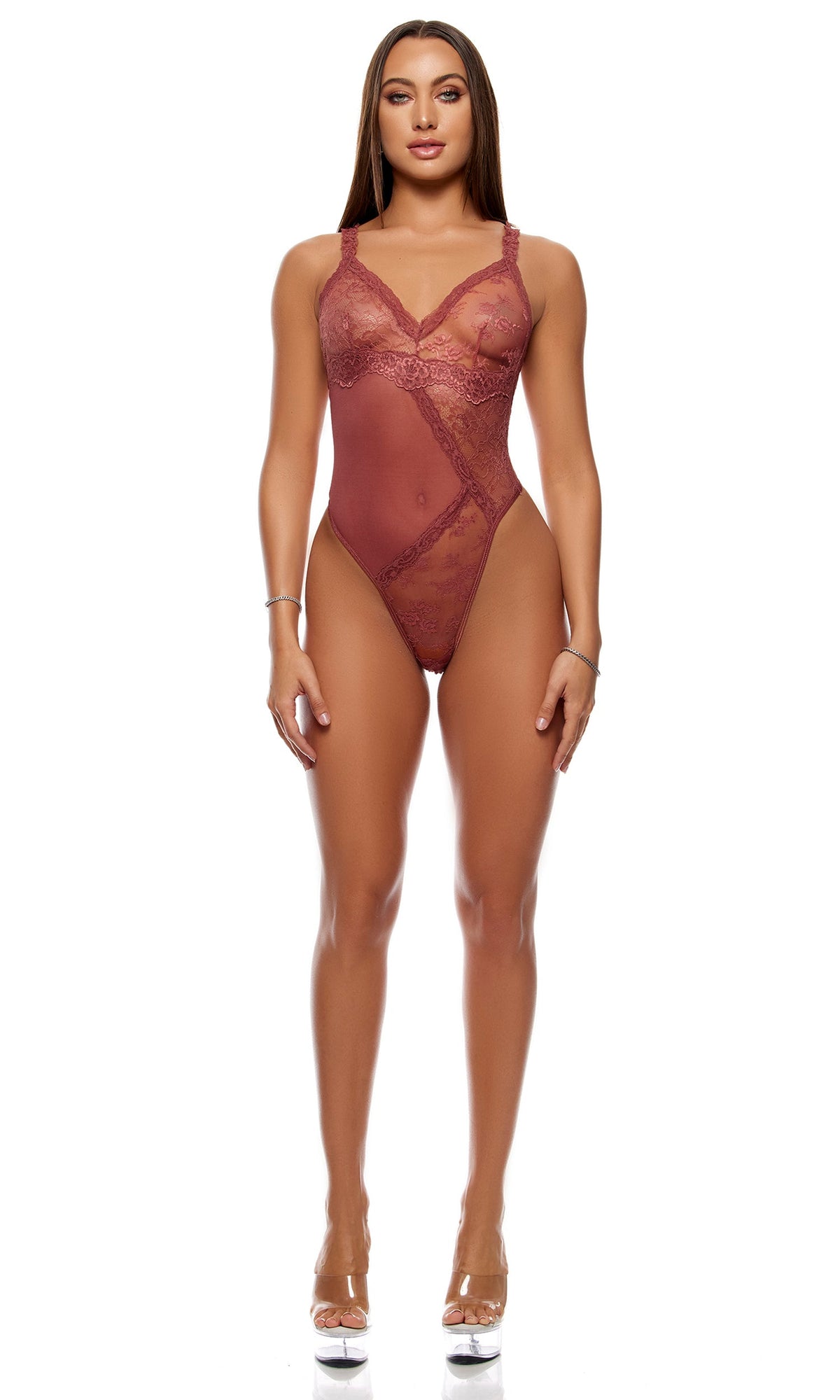 Patch of Petals Lace Teddy - Spice