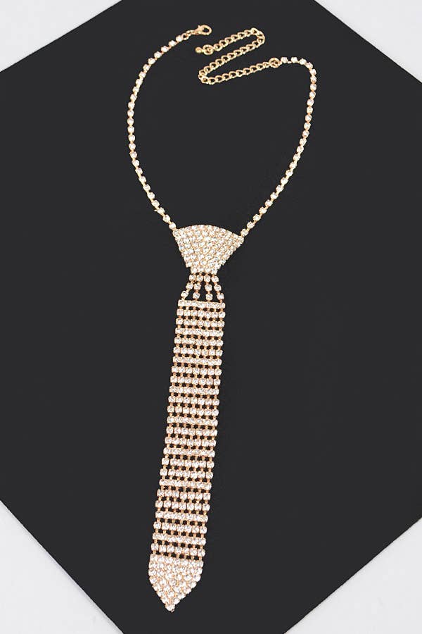 3AM BY H&D ACCESSORIES - Rhinestone Necktie Necklace  TT8643
