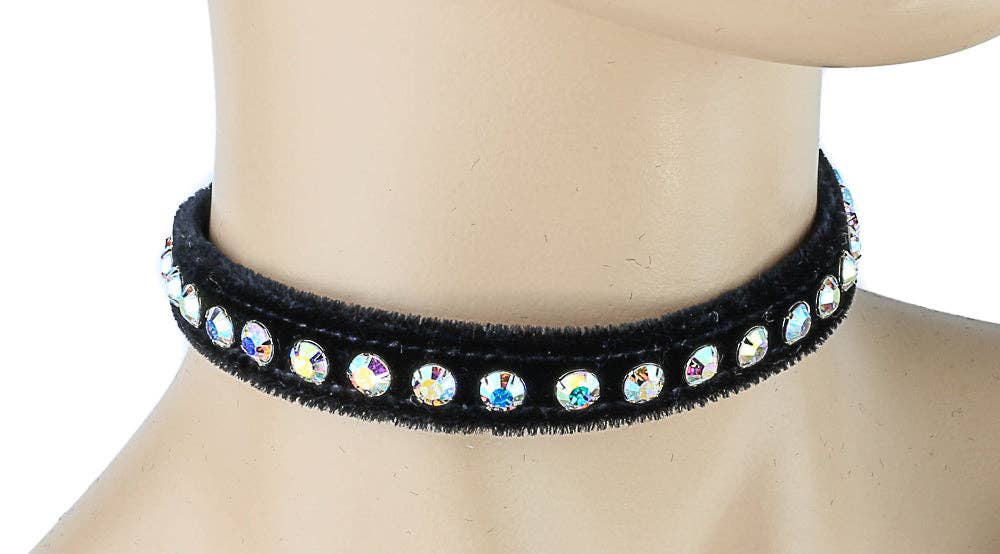 Funk Plus - CK247 VELVET BLACK RHINESTONE  CHOKER