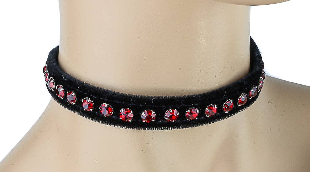 Funk Plus - CK247 VELVET BLACK RHINESTONE  CHOKER