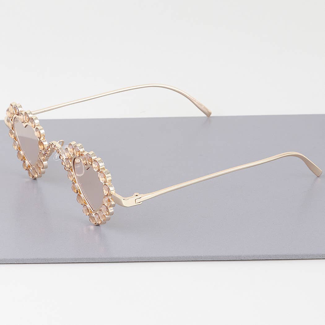 3AM BY H&D ACCESSORIES - Rhinestone Heart Rim Sunglasses