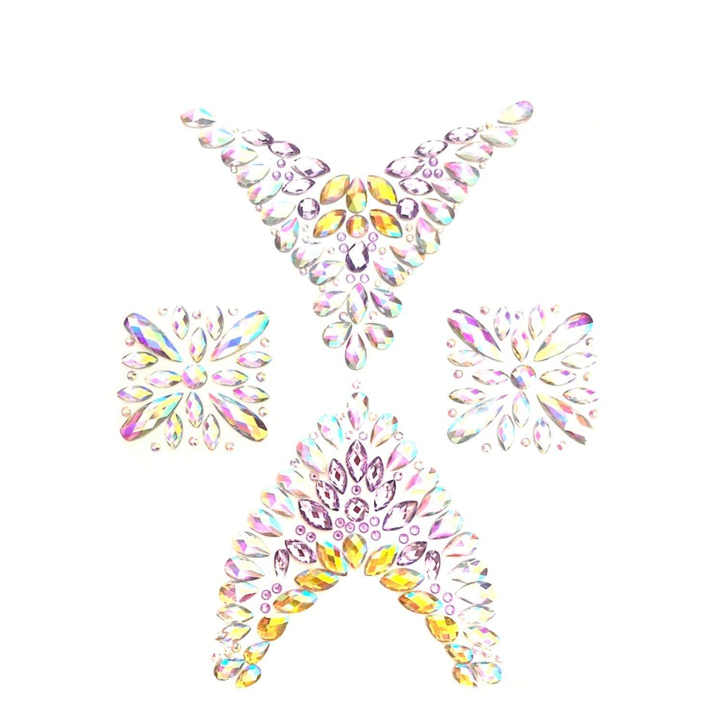 Neva Nude - Legendary Zlda Iridescent Crystal Jewel Nipple Sticker Crop Top
