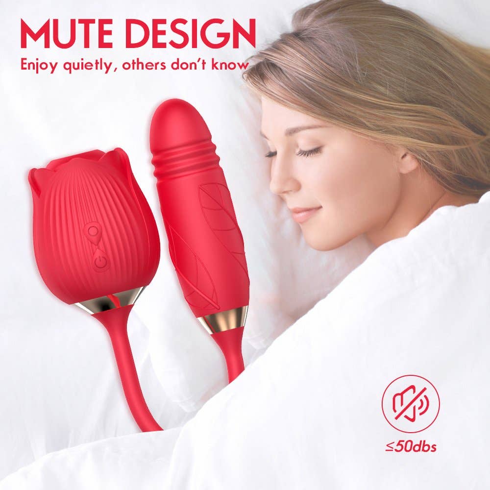 10 Function Rose Vibrator with Thrusting Bullet