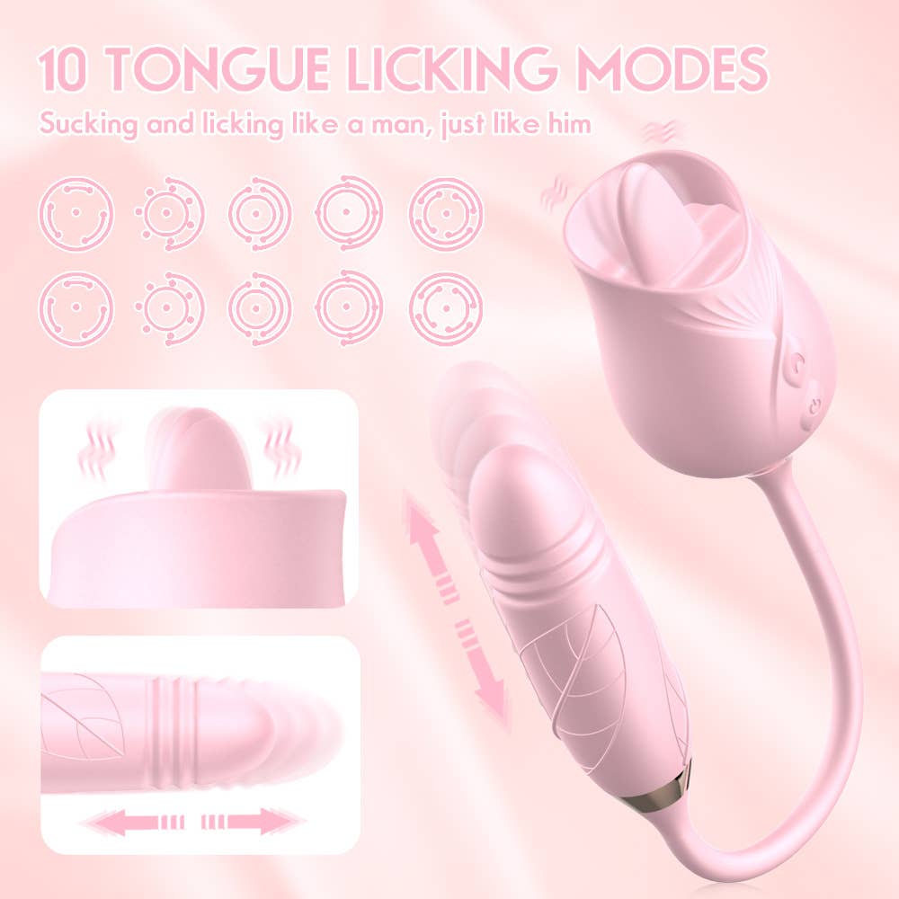 Rose Licking Vibrator Stimulator-Pink