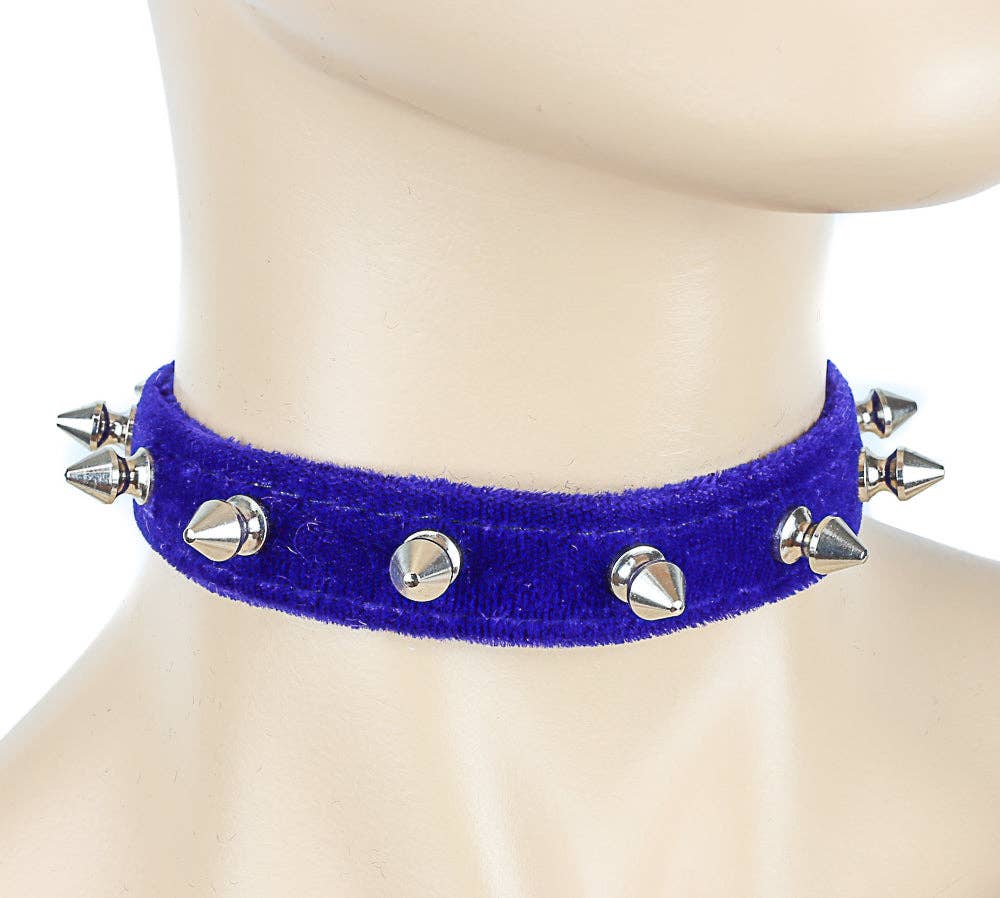 Funk Plus - CK134 VELVET SPIKE CHOKER