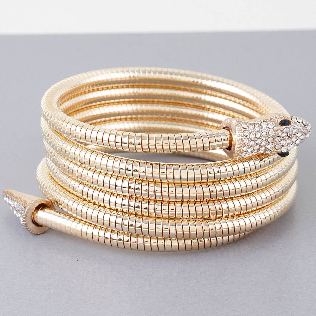 3AM BY H&D ACCESSORIES - Coiled Bejeweled Snake Bracelet