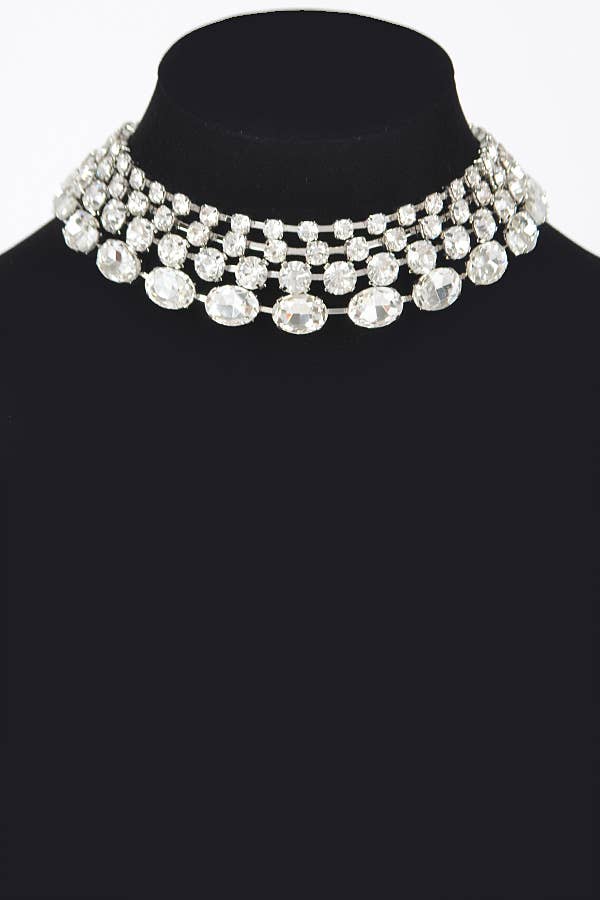 3AM BY H&D ACCESSORIES - Multi Rhinestone Layered Necklace