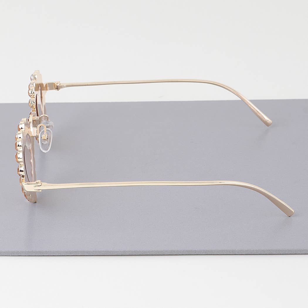 3AM BY H&D ACCESSORIES - Rhinestone Heart Rim Sunglasses