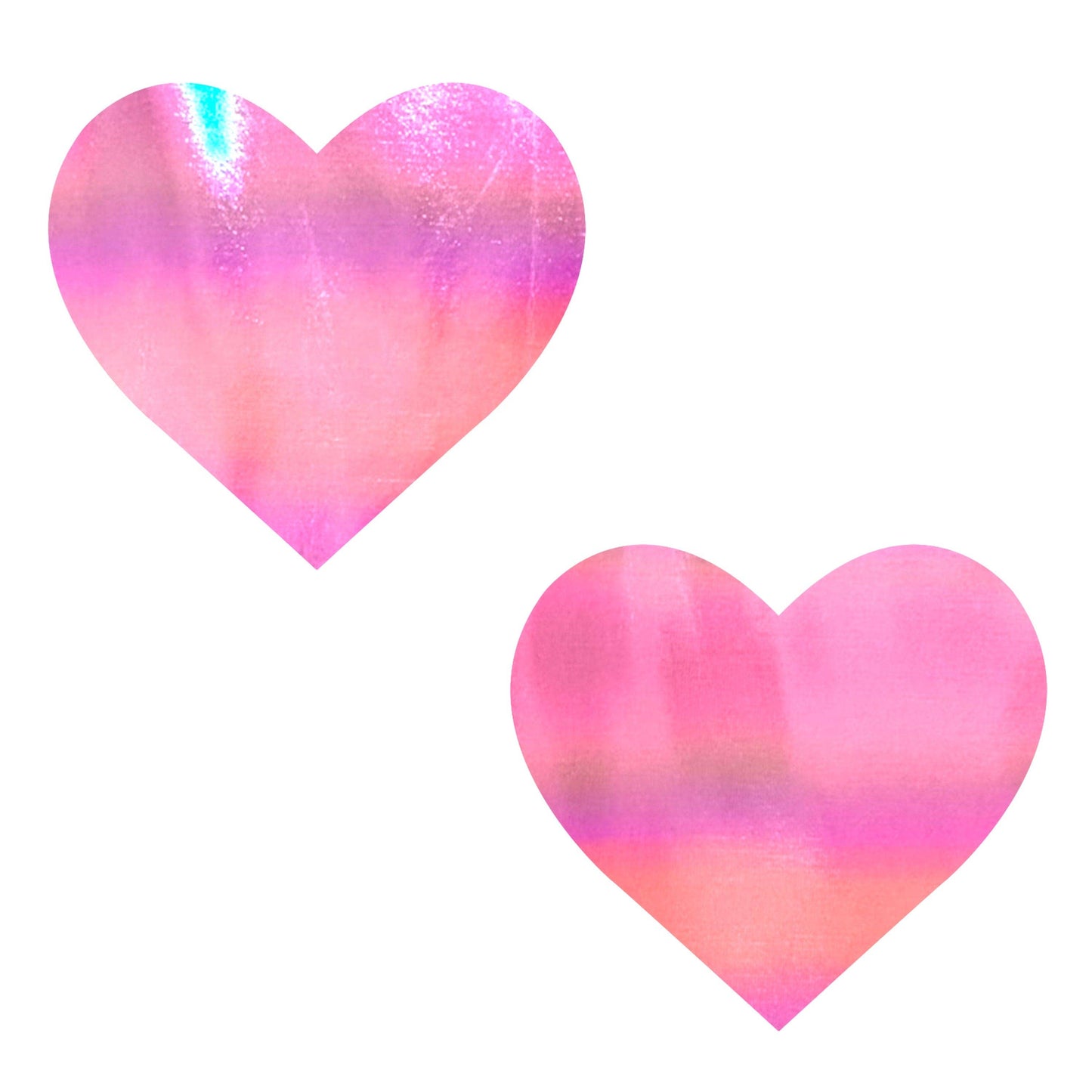Neva Nude - Love Heart Bare Pink Shimmer Holographic Heart Nipple Pasties
