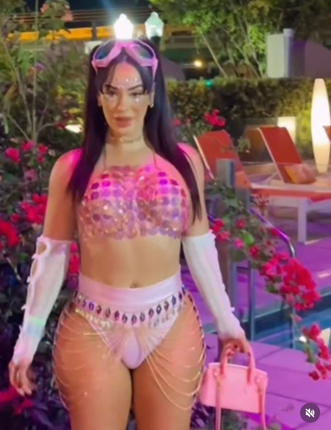 Pink Bling Raver Outfit styled by Playthings Miami