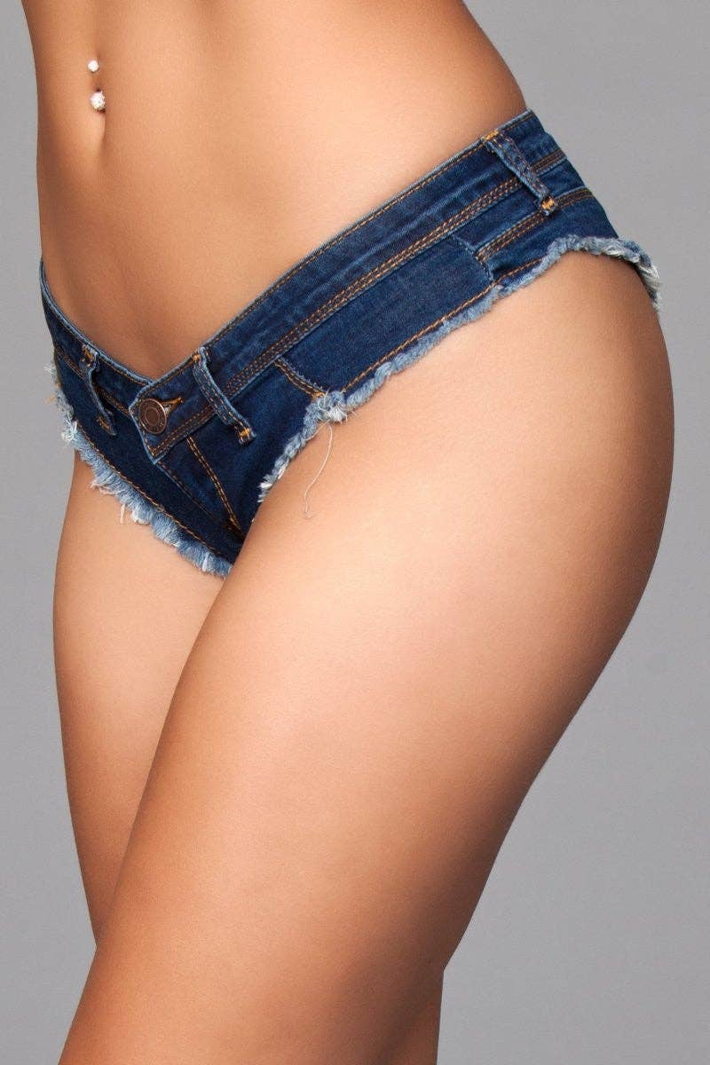 BeWicked - J8 Buns Out Cheeky Shorts - Dark Wash