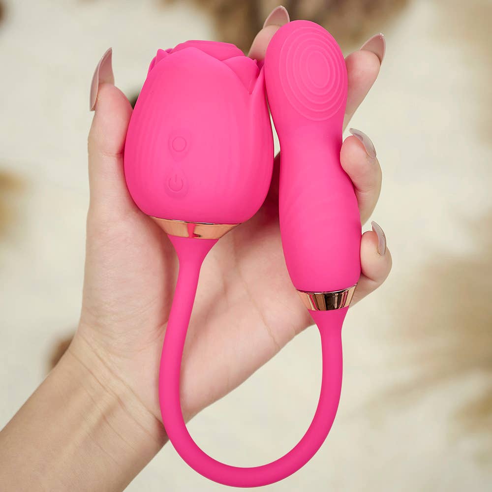 Rose Sucking Stimulator with egg Vibrator-Rose red