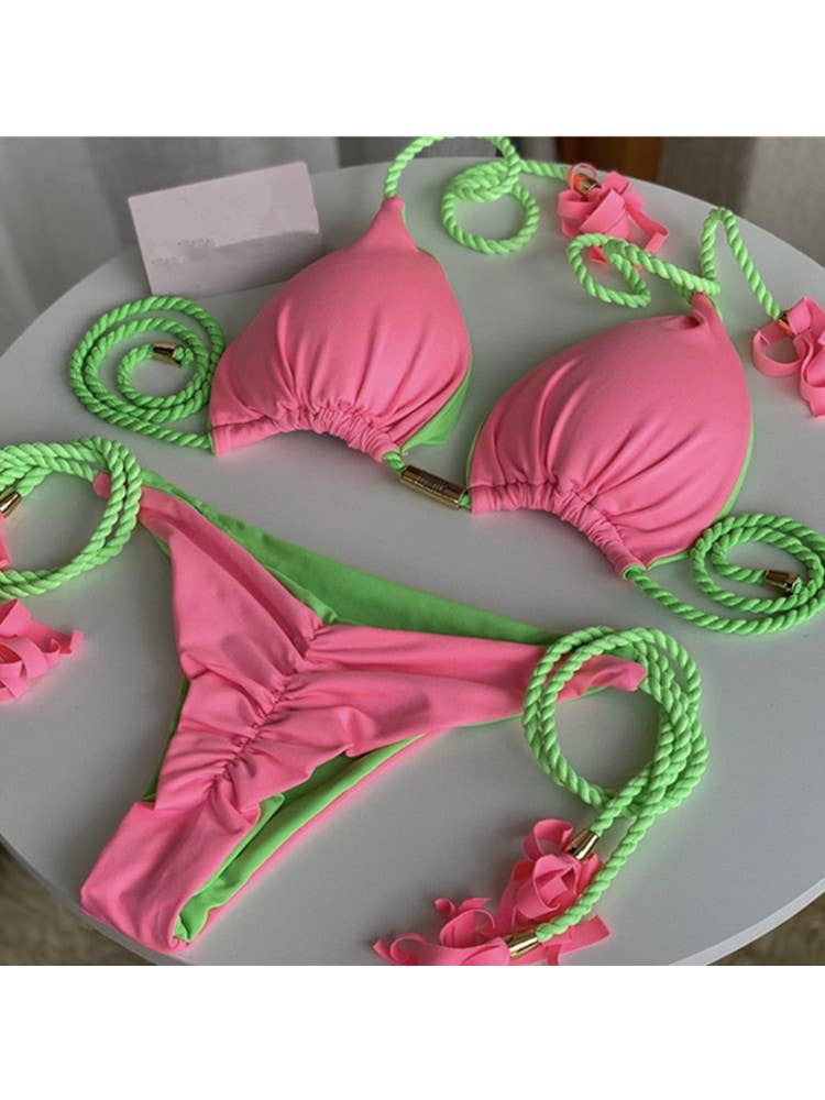 2-Piece Color Block Bikini Set Swimsuit 8242