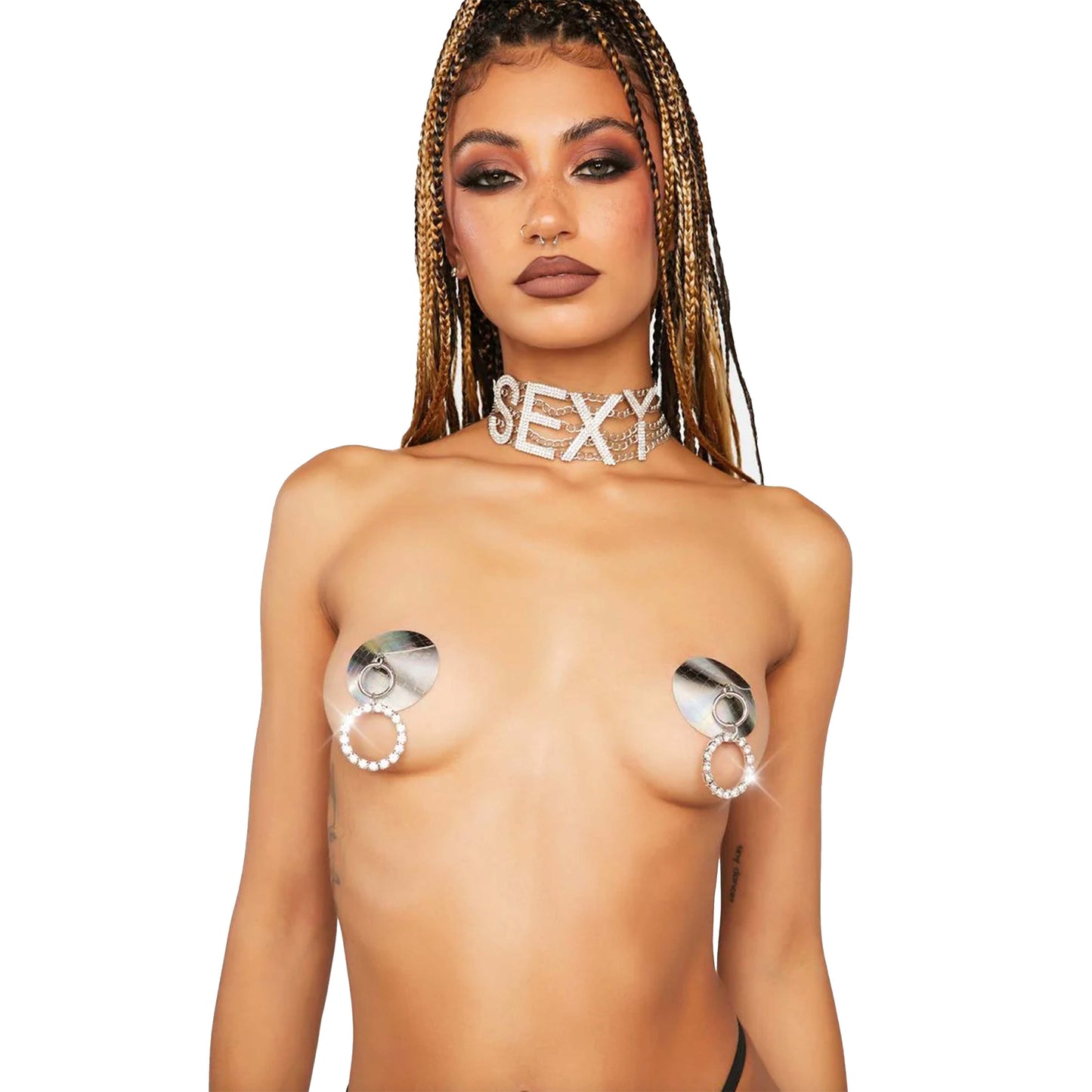 Neva Nude - Pull Me Closer Holographic Ring Reusable Silicone Nipple Cover Pasties