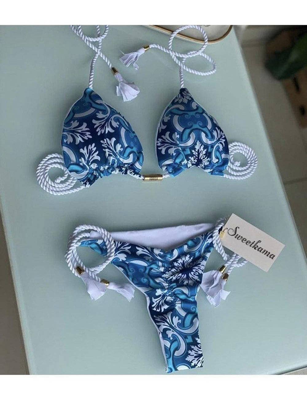 Ladies String Tie Halter Strap Sexy Bikini Set GY02