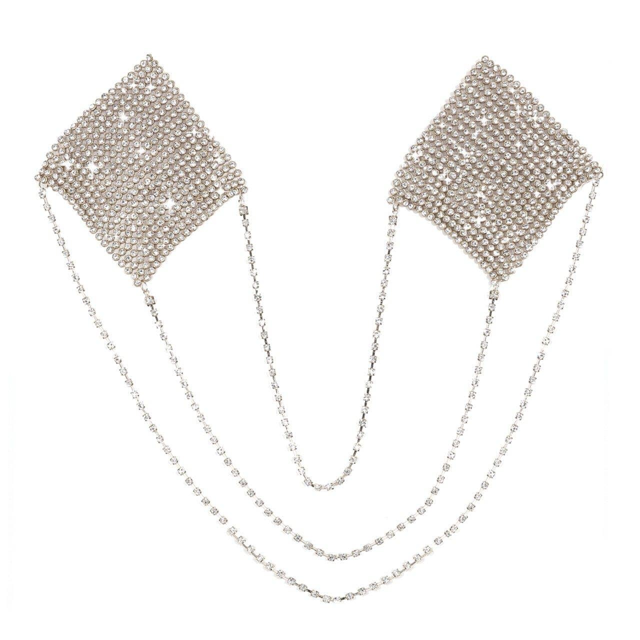 Chain Reaction Silver Metal Mesh Jewel Reusable Nipple Cover Pasties