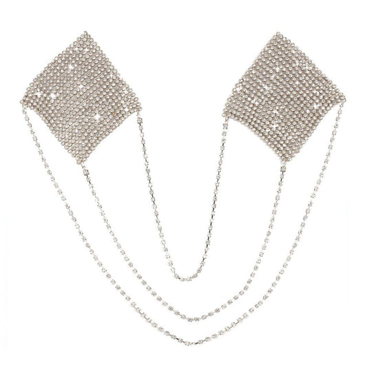 Chain Reaction Silver Metal Mesh Jewel Reusable Nipple Cover Pasties
