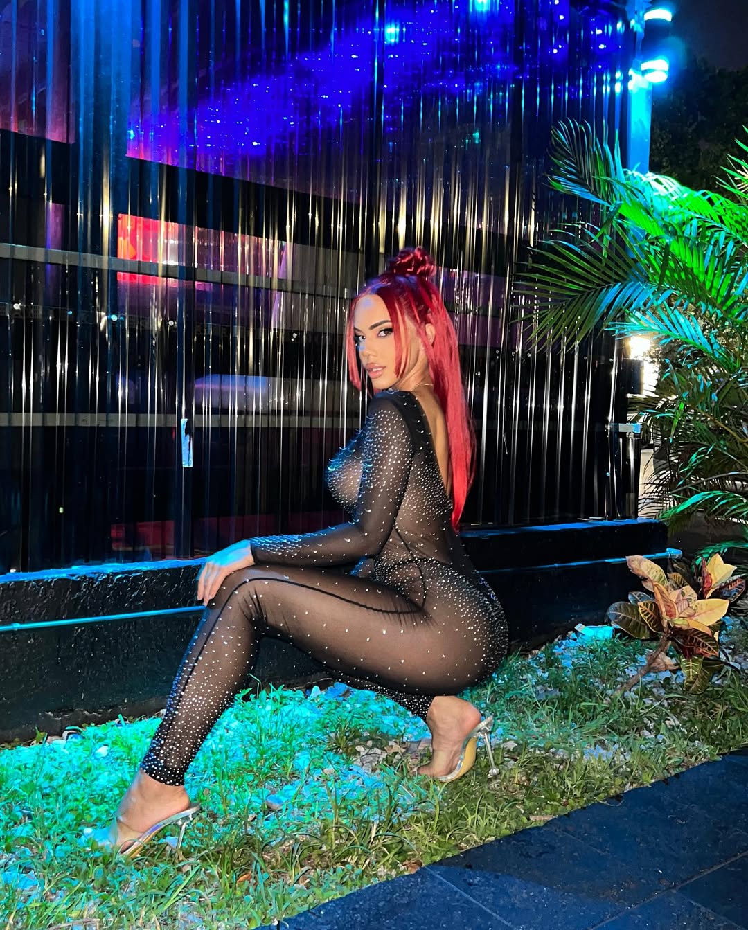 Rhinestone Sheer Catsuit