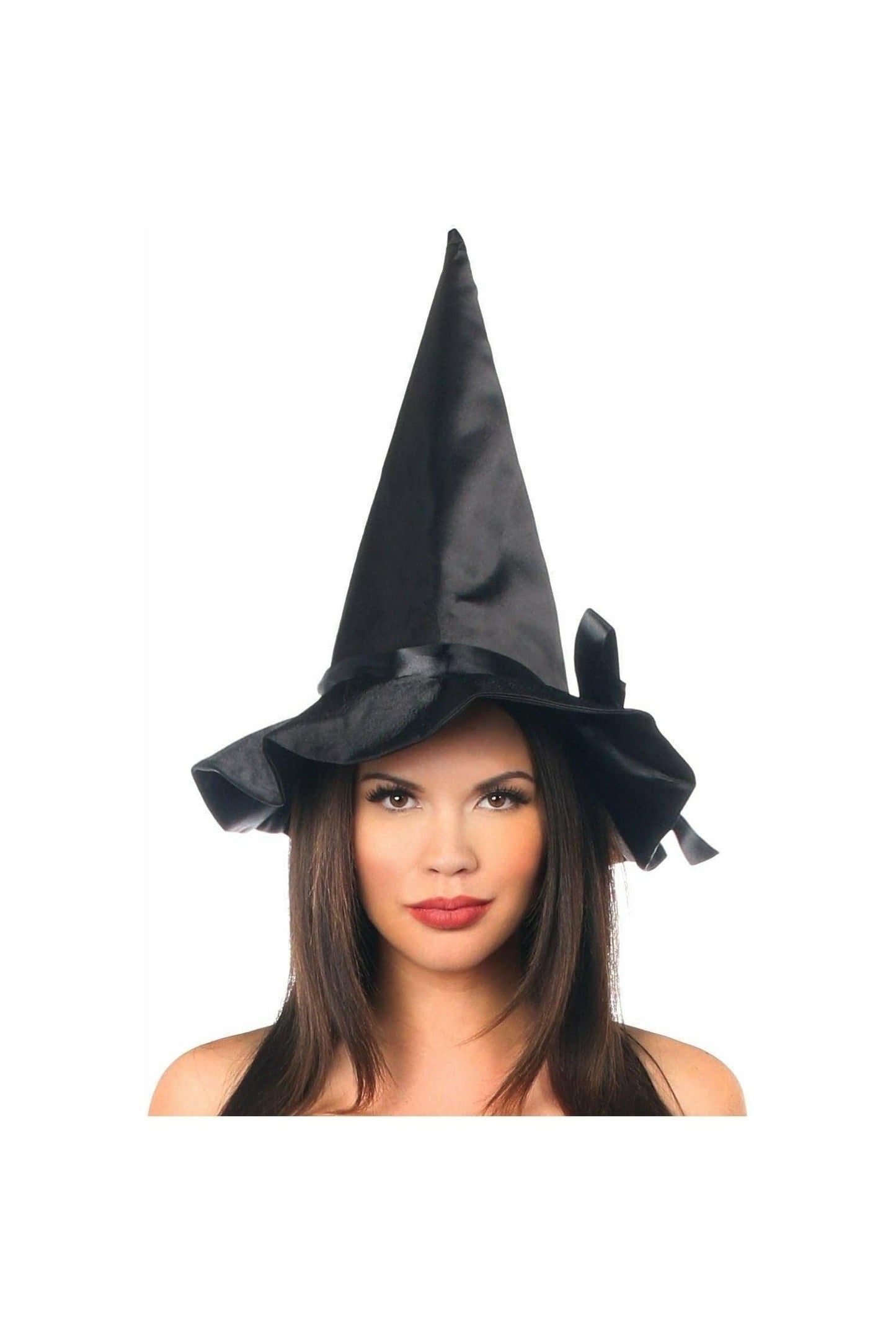 Black Satin Ribbon Witch Hat - Daisy Corsets