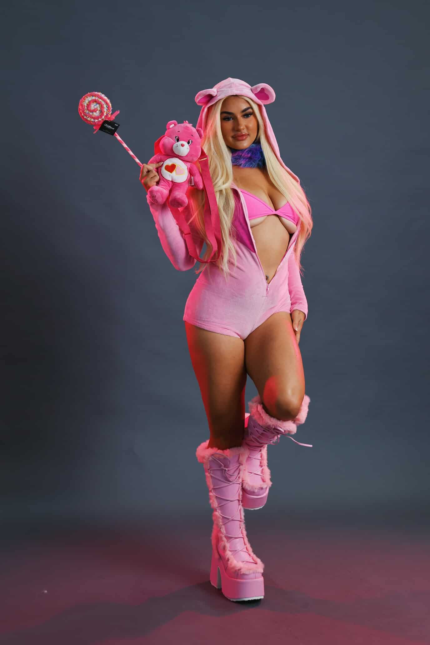 Pink heart  Bear  styled for you included back pack