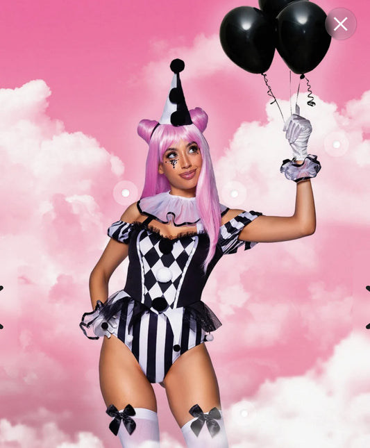 Sexy Circus Clown Costume includes stockings