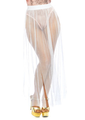 Multi slit, sheer skirt, white mash