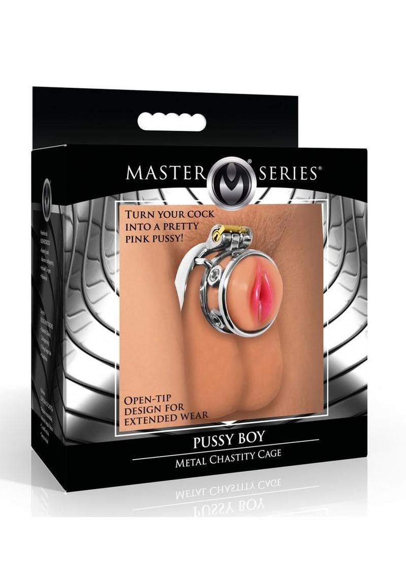 Pussy Boy Metal Chastity Cage Stainless Steel - Silver/Vanilla