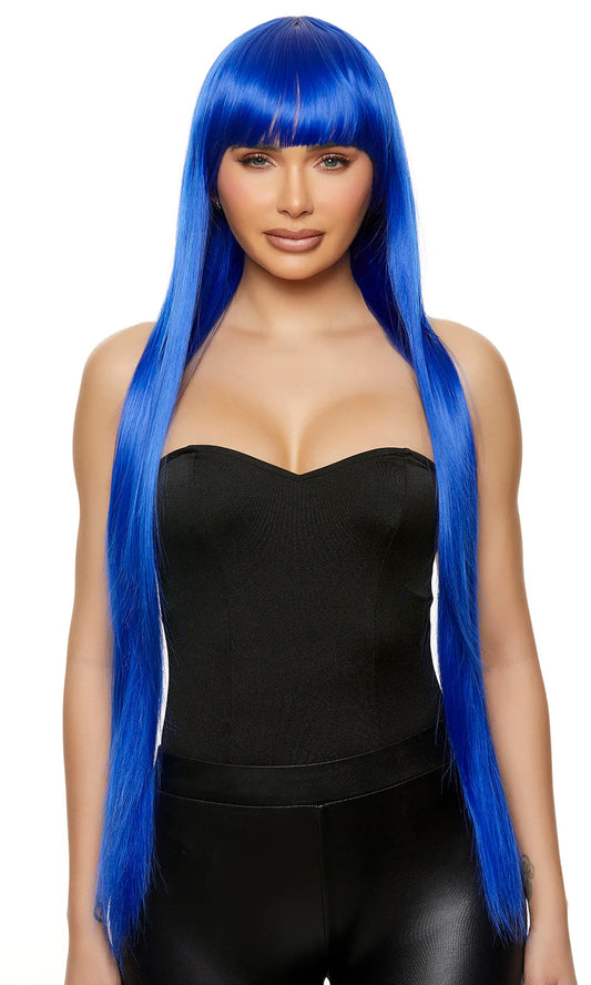 Blue straight Wig 24 inches