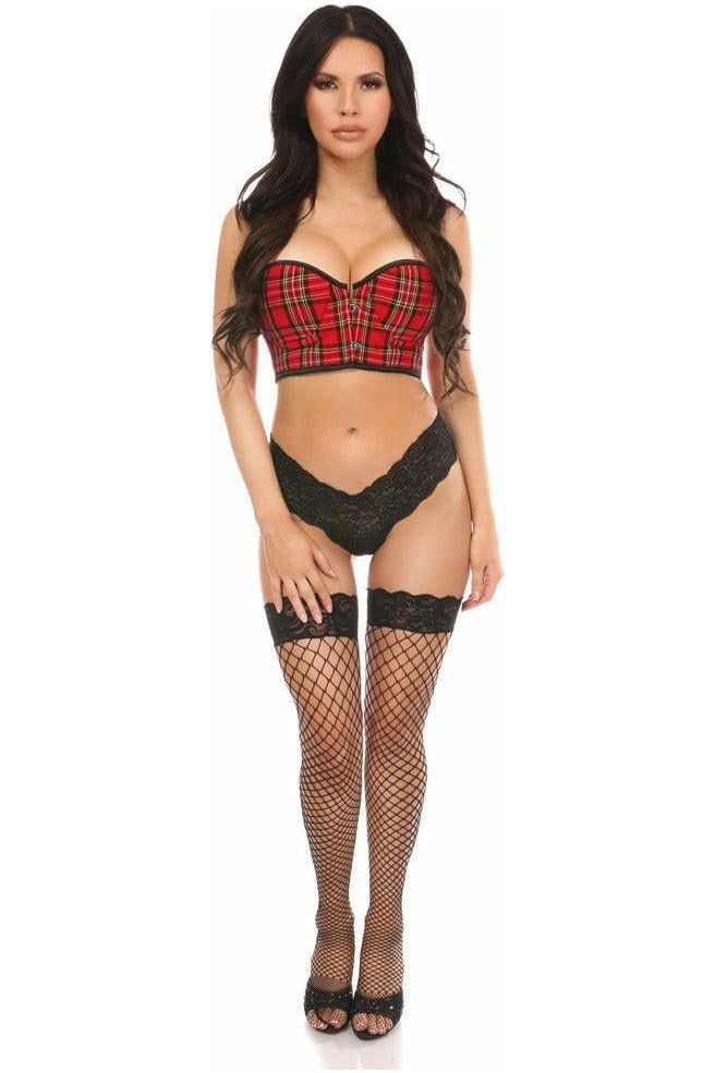 Lavish Red Plaid Underwire Short Bustier - Daisy Corsets