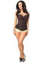 Lavish Dark Brown Lace Overbust Corset w/Zipper - Daisy Corsets