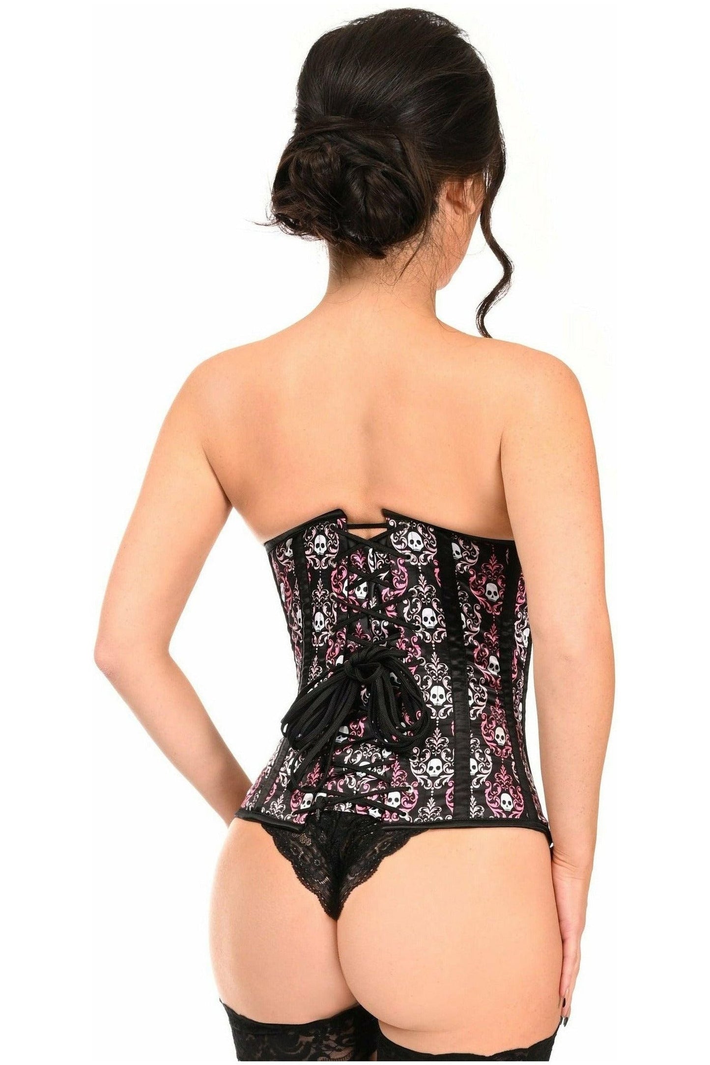 Lavish Skull Print Underwire Open Cup Underbust Corset - Daisy Corsets