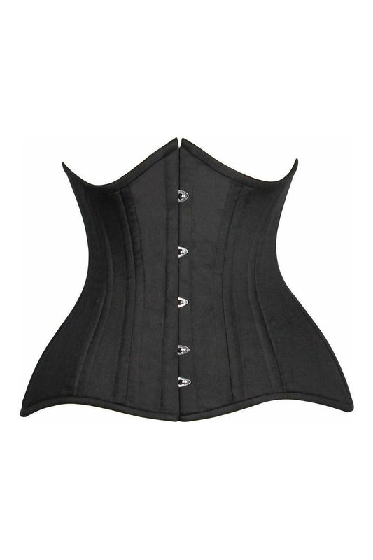 Top Drawer CURVY Black Cotton Double Steel Boned Underbust Waist Cincher Corset - Daisy Corsets