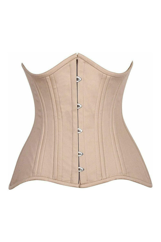 Top Drawer CURVY Nude Cotton Double Steel Boned Underbust Waist Cincher Corset - Daisy Corsets