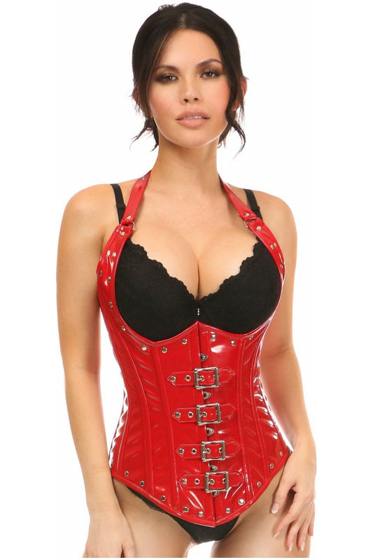 Top Drawer Steel Boned Red Patent PVC Vinyl Underbust Corset Top