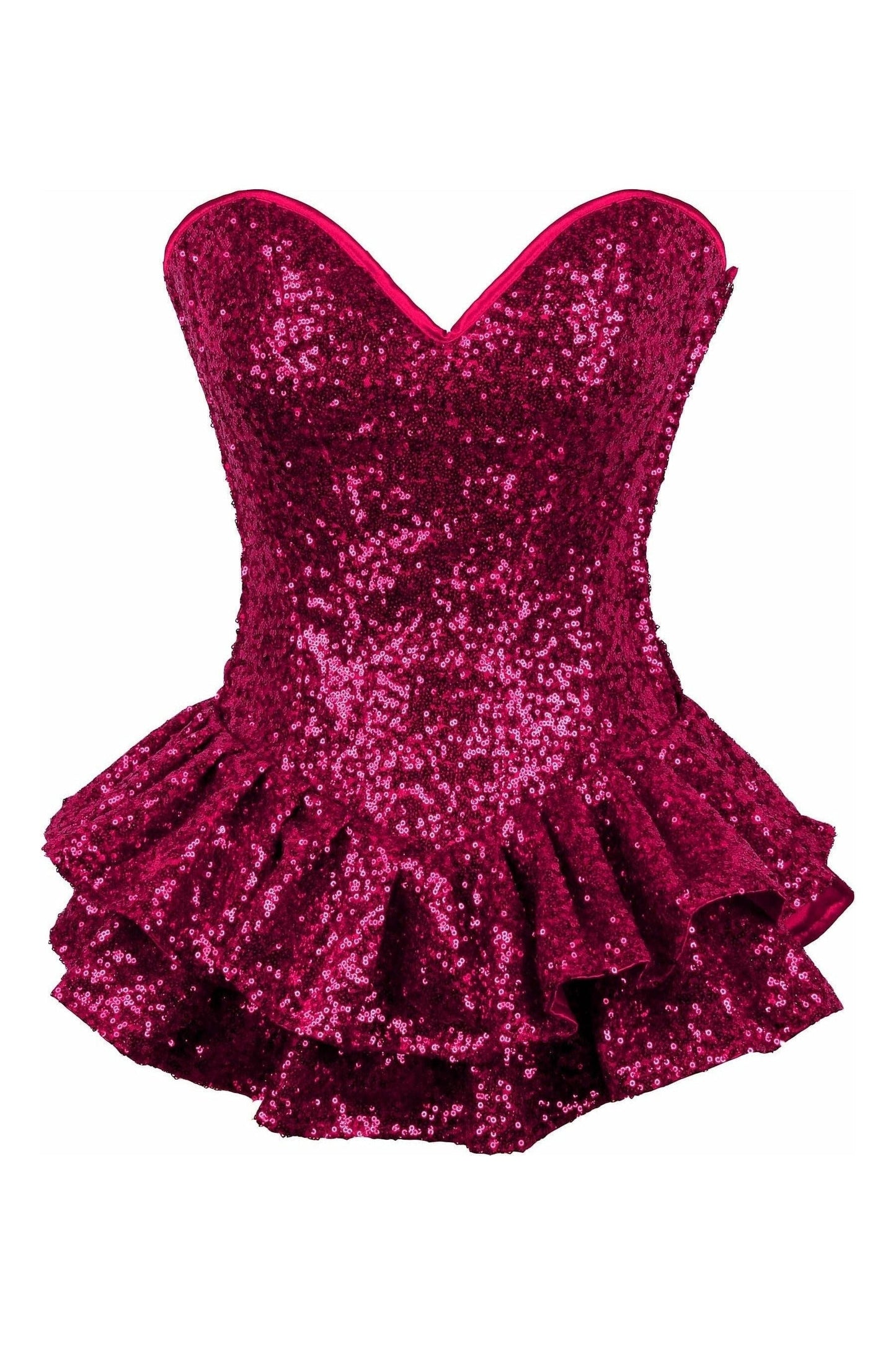 Top Drawer Fuchsia Sequin Steel Boned Mini Corset Dress