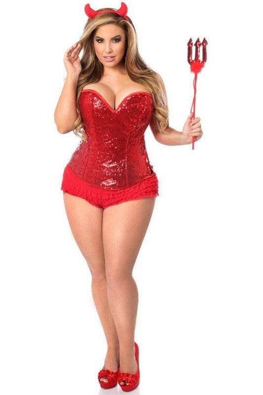 Top Drawer 4 PC Sequin Devil Corset Costume - Daisy Corsets