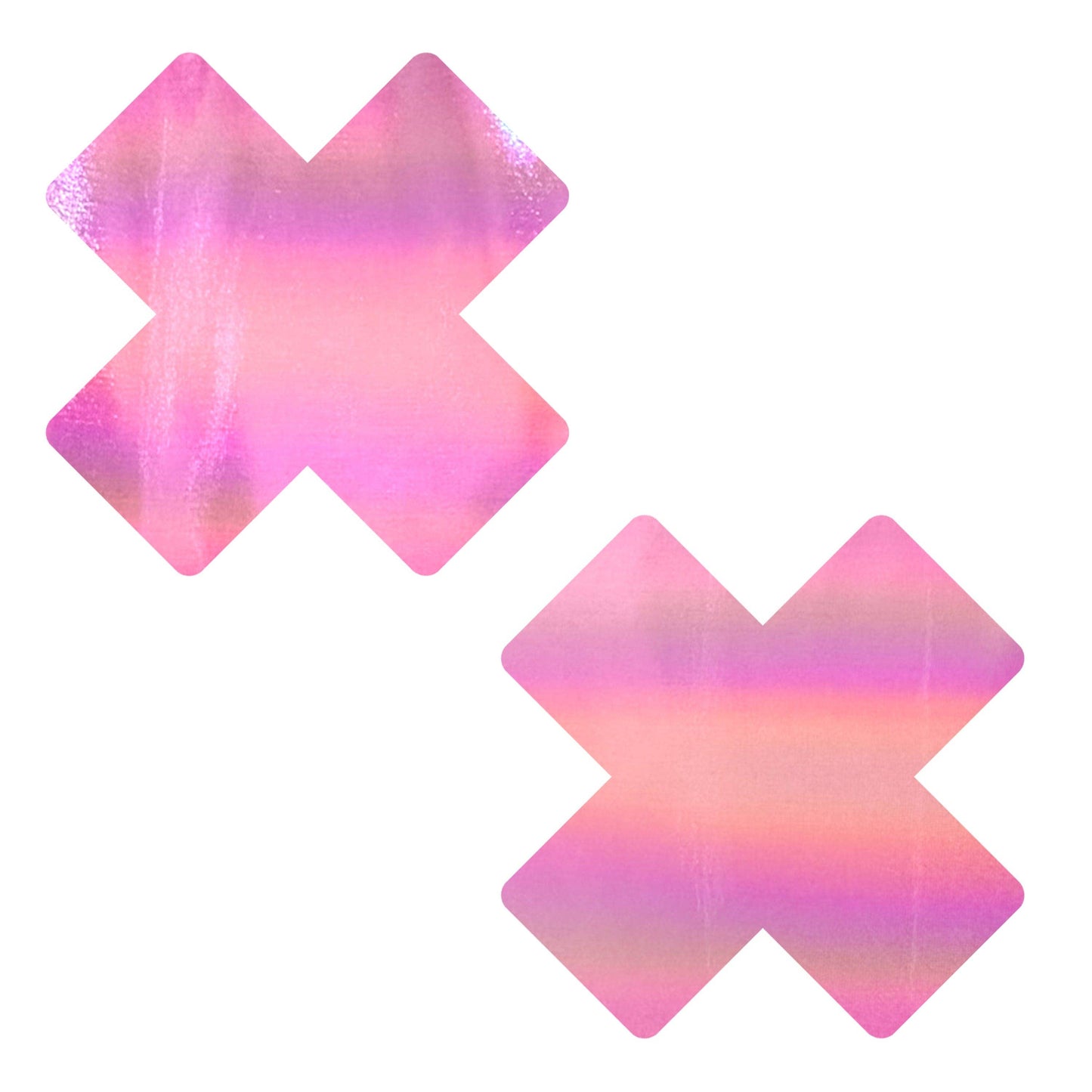 Neva Nude - Love Heart Bare Pink Shimmer Holographic X Nipple Pasties