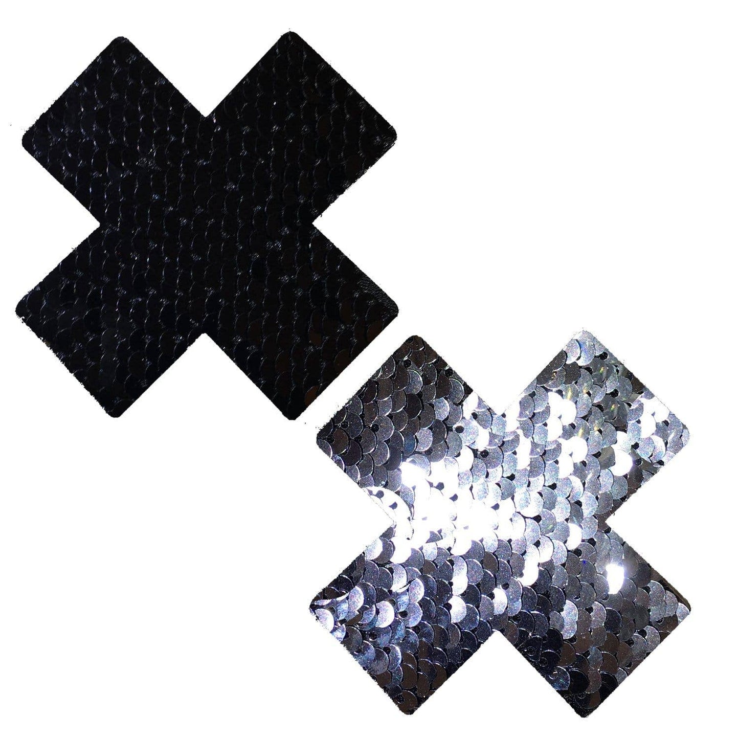 Medusa Silver & Black Sequin X Factor Nipple Cover Pasties