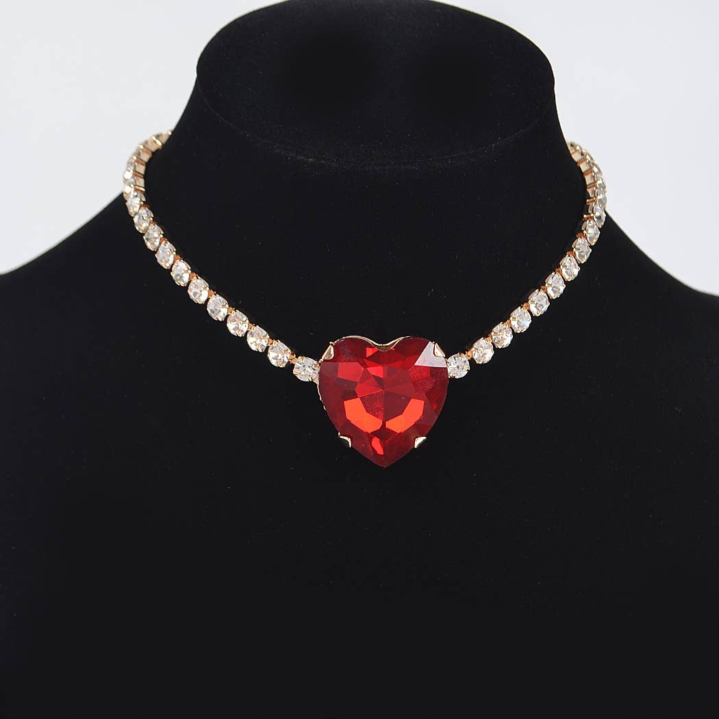 3AM BY H&D ACCESSORIES - Rhinestone Heart Shape Choker