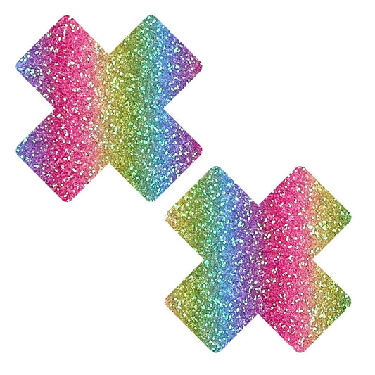 Laffie Taffie Blacklight Multicolor Glitter X Nipple Cover Pasties