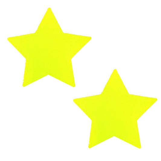 Neon Yellow Starburst Blacklight Starry Nights Nipple Cover Pasties