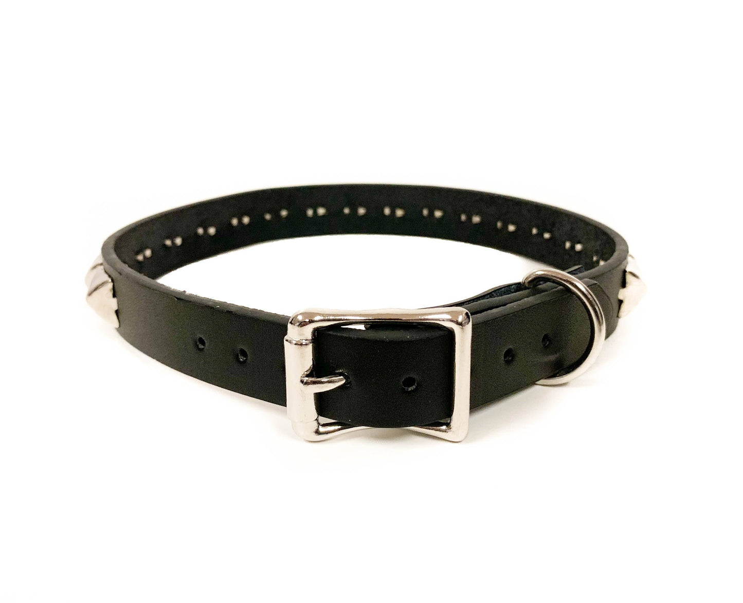 Funk Plus - CK140 BLACK LEATHER CHOKER WITH 1 ROW 1/2" PYRAMID STUDS