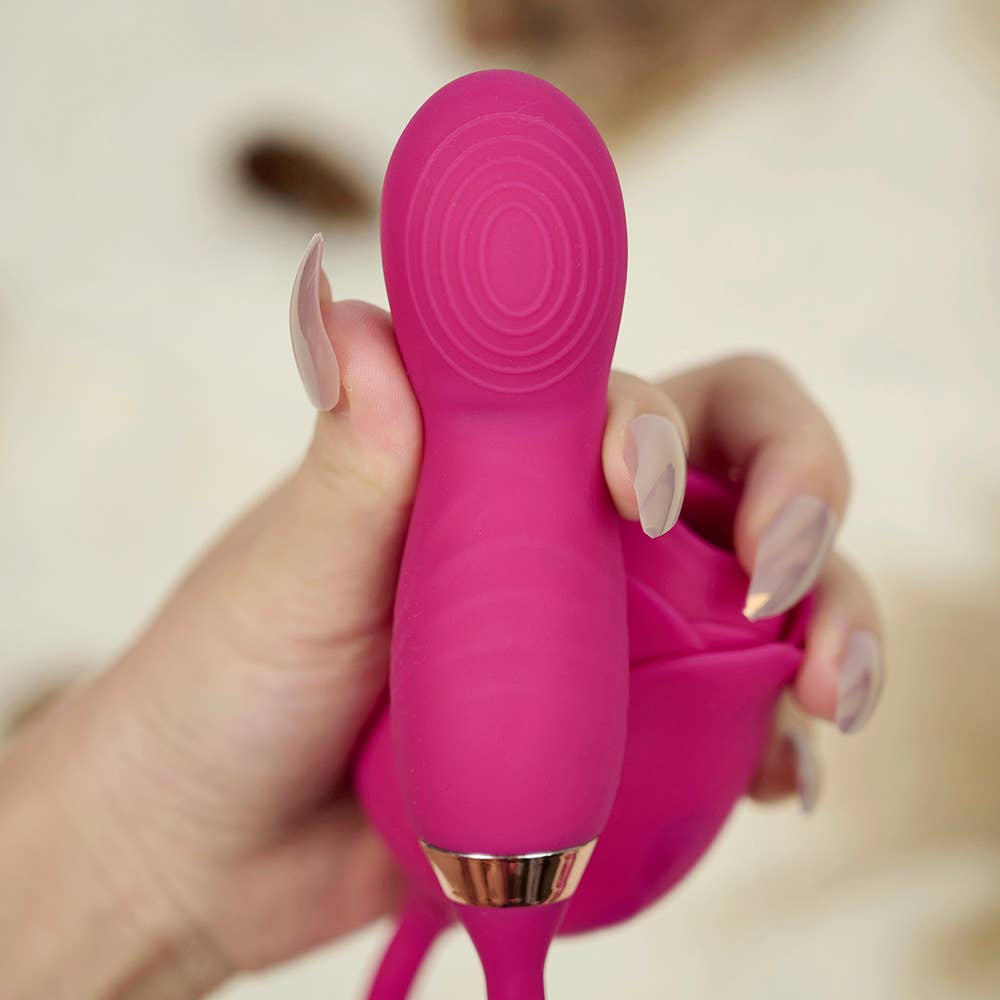 Rose Sucking Stimulator with egg Vibrator-Rose red