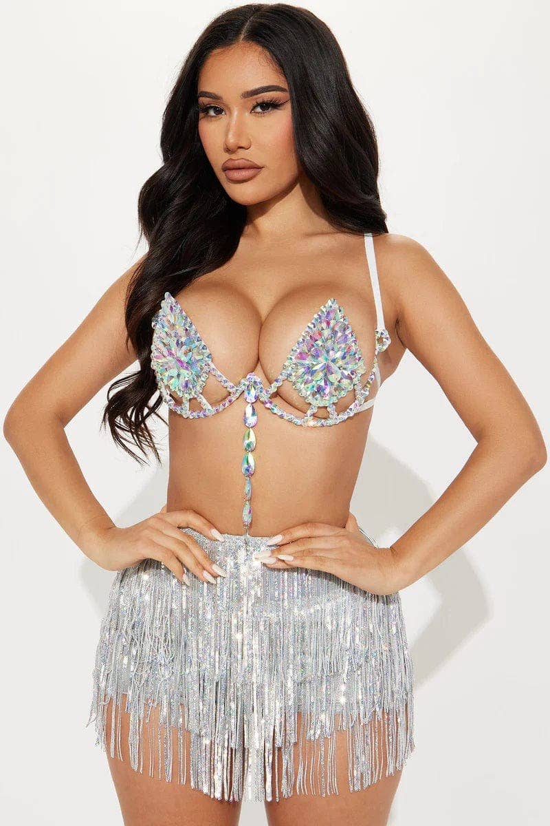 Frozen Iridescent Crystal Carnival Bra