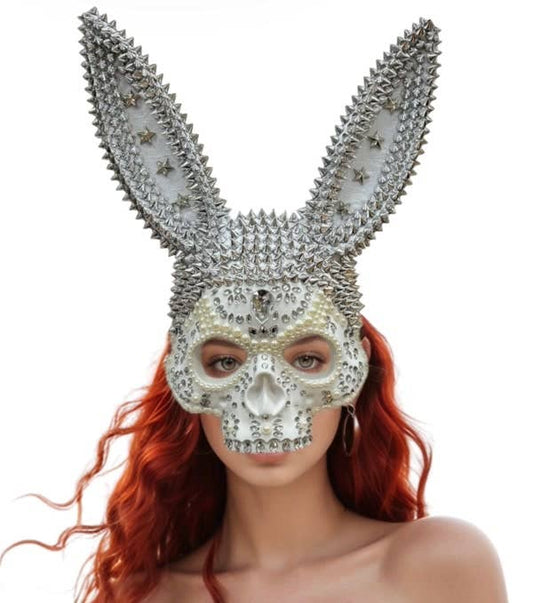 White Spiked Bunny Skull Mask