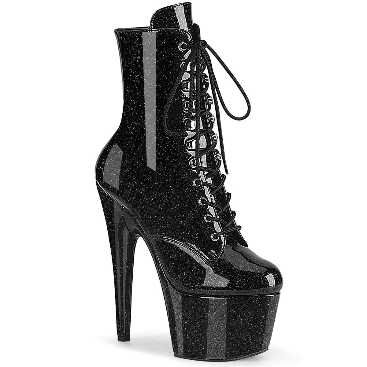 7 Inch Heel Glitter Boots with Lace-Up Front