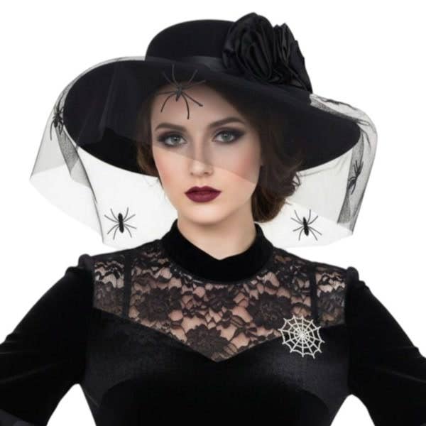 KBW Global Corp. - Spider Veil Black Rose Hat