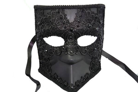 Black Lace Venetian Bauta Masquerade Mask