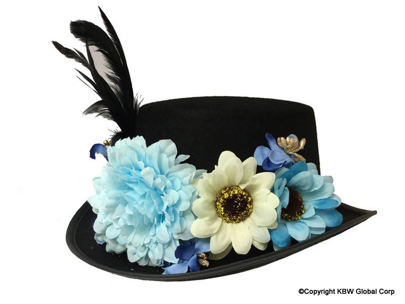 KBW Global Corp. - Blue Floral Victorian Top Hat